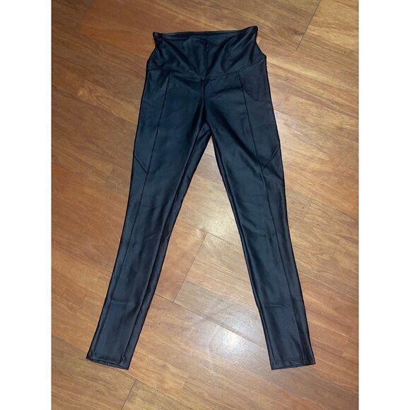Yummie Faux Leather Leggings in Black Small As-is Vegan Pants - Picture 6 of 14